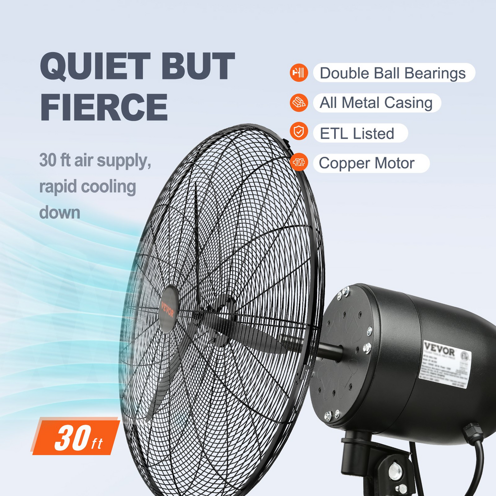 Ventilador de pared con nebulizador, 76 cm (30 pulgadas) | VEVOR