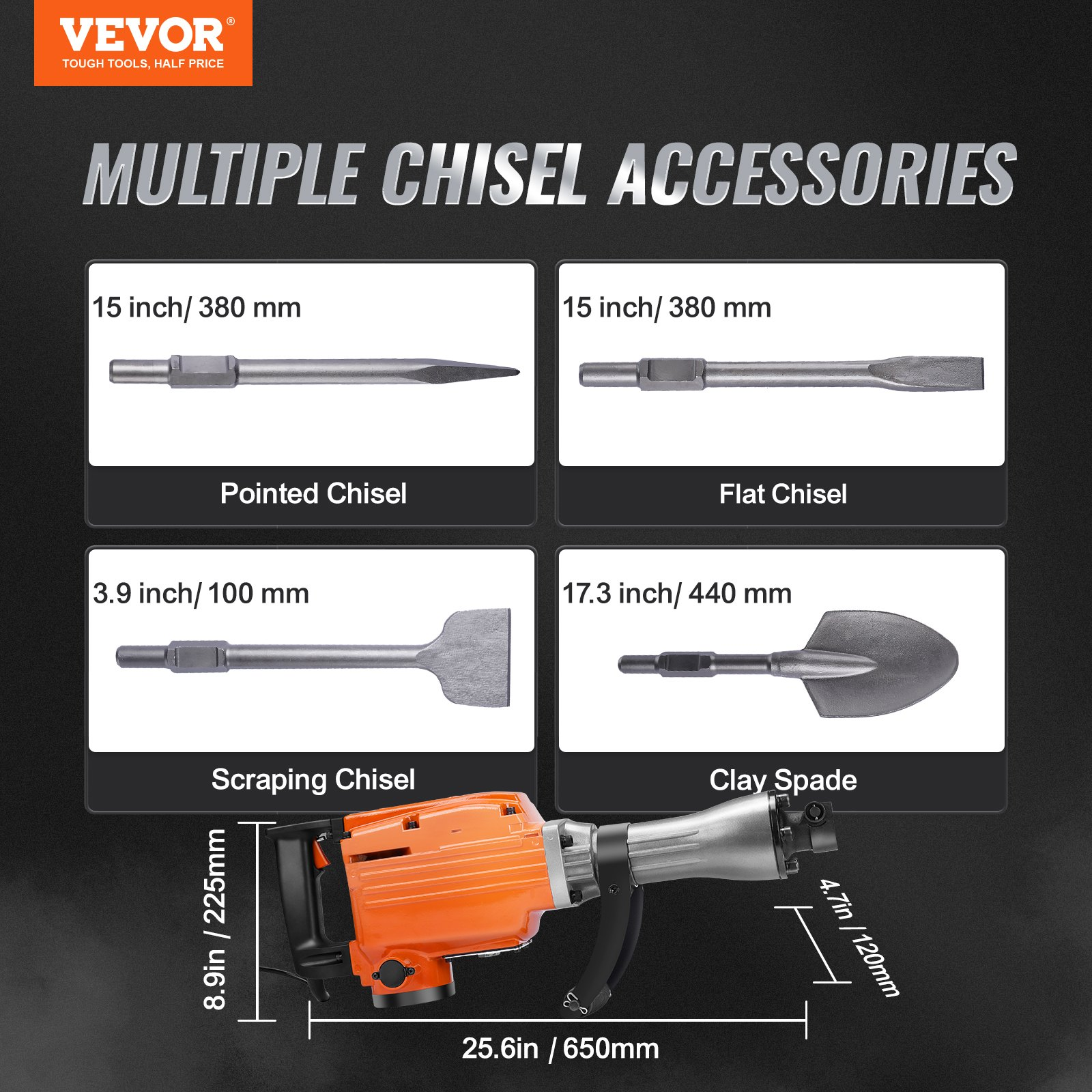 Martillo de demolición, 2200 W, 1400 BPM | VEVOR