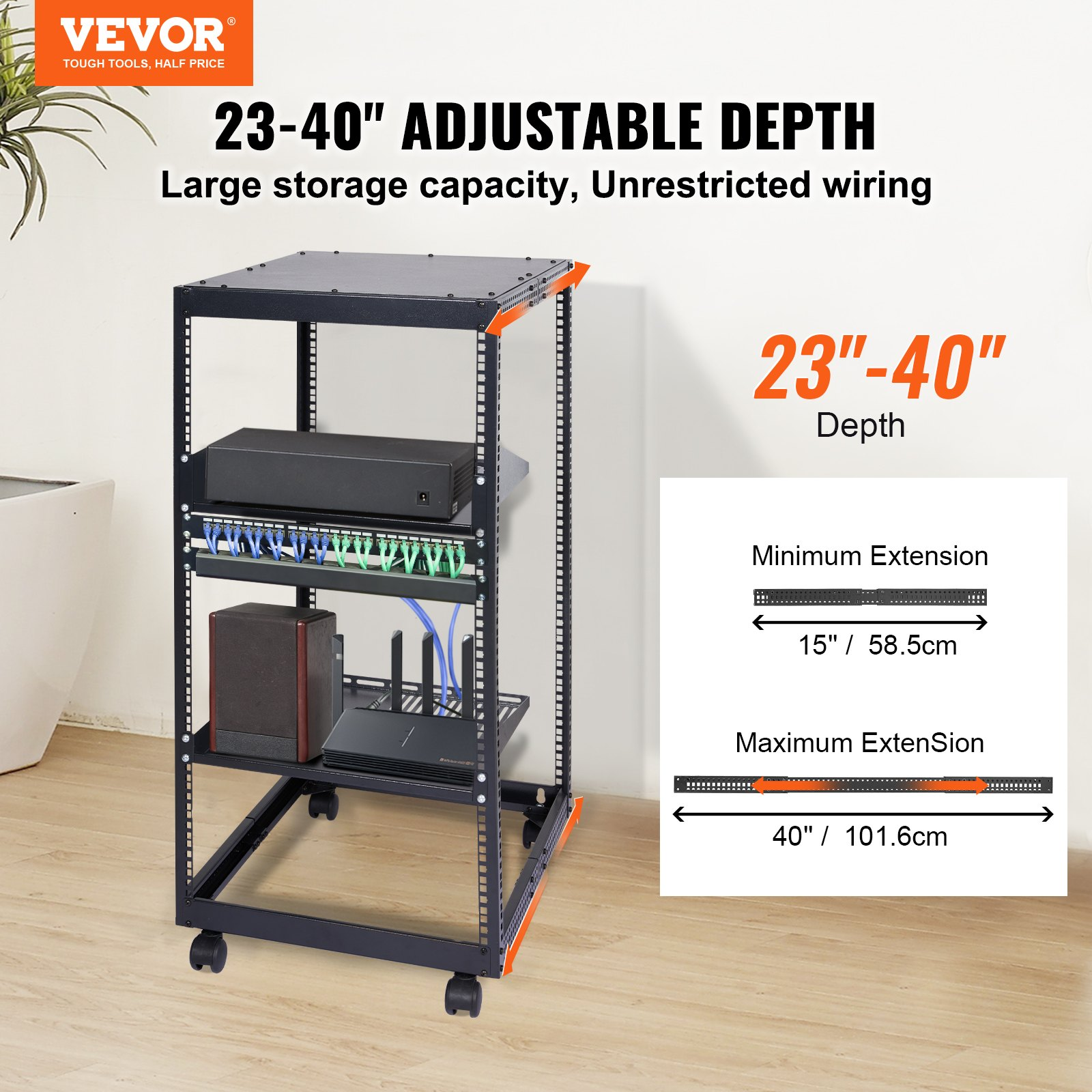 Rack para servidores 20U de estructura abierta | VEVOR