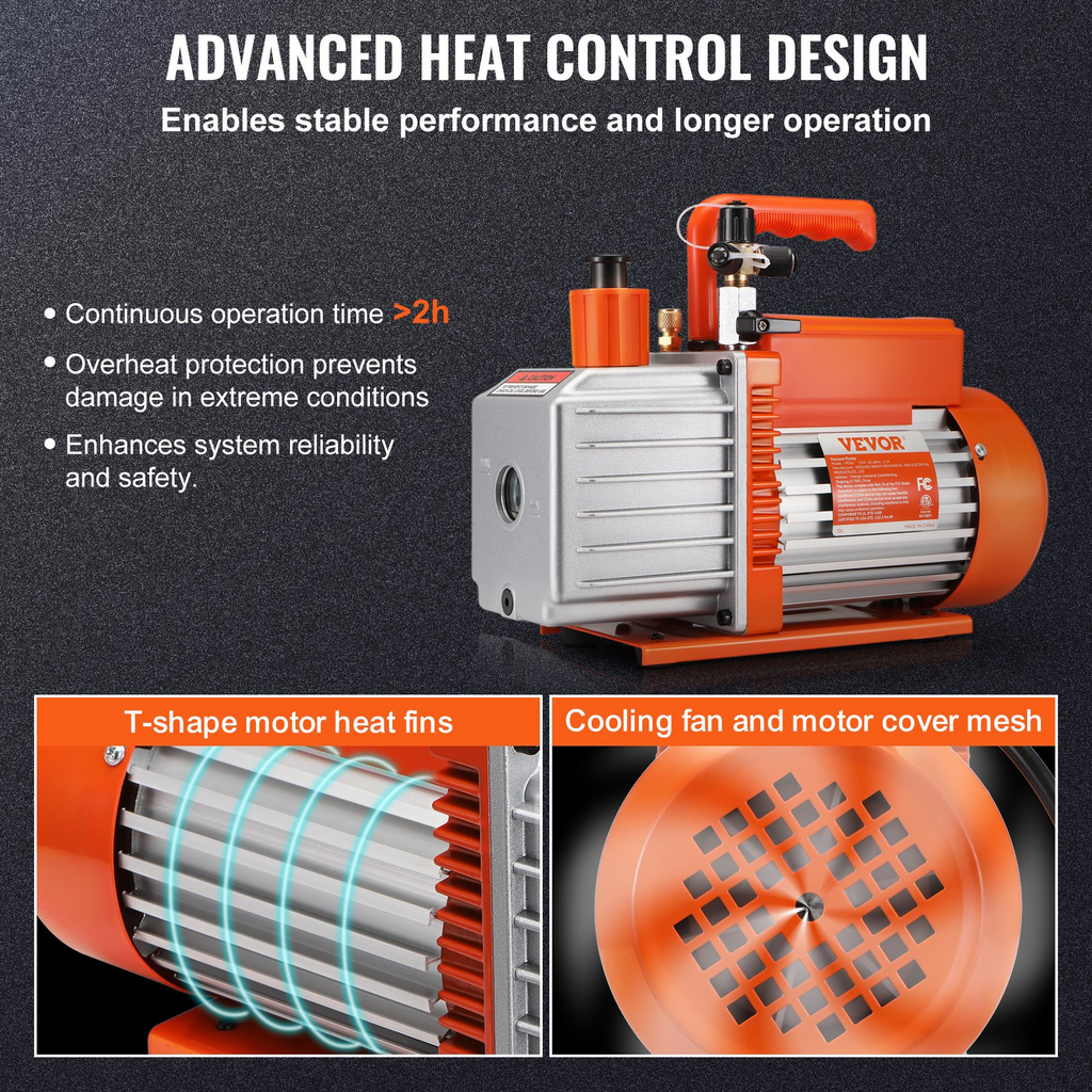 Bomba de vacío rotativa de paletas de 2 etapas de 1/2 HP