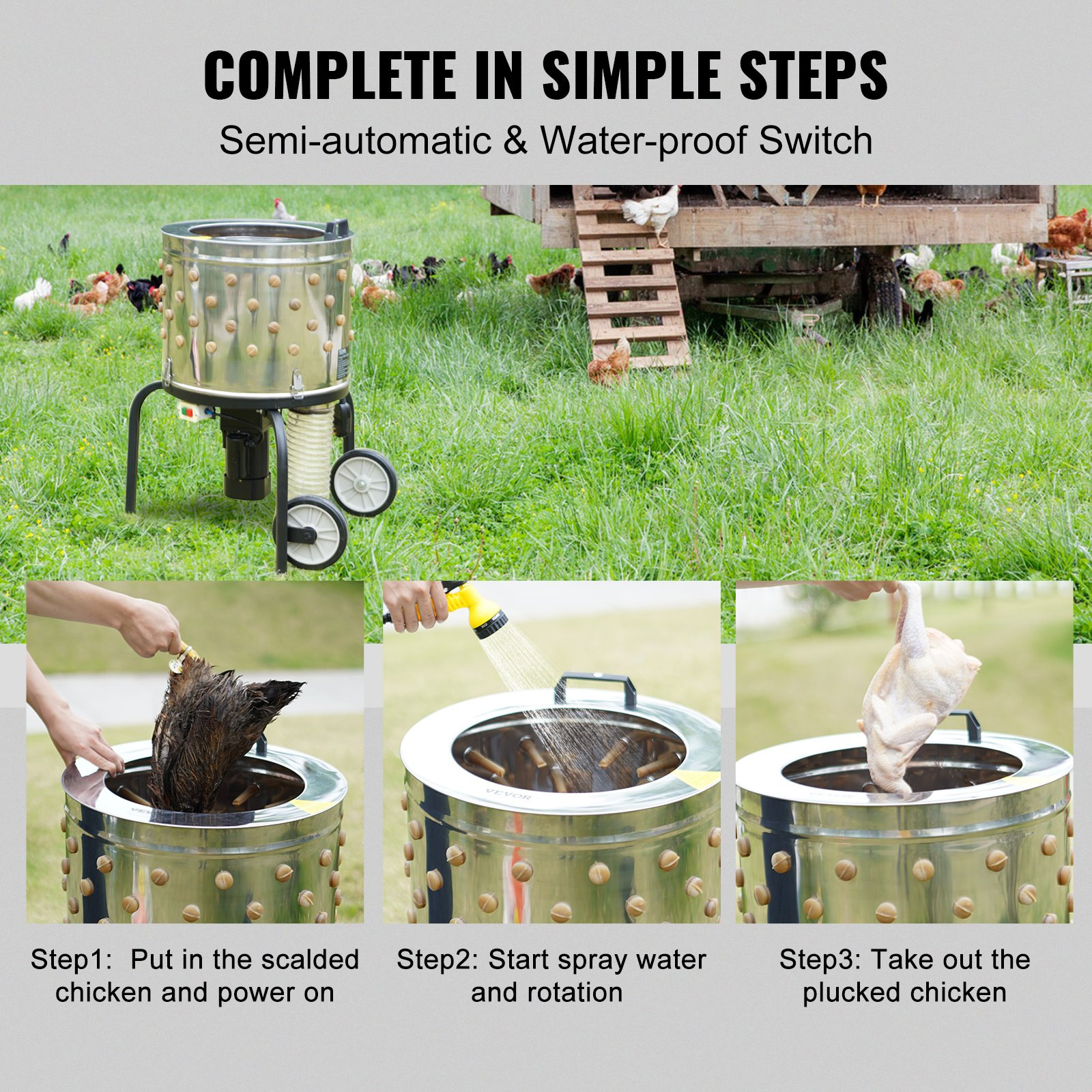 Máquina desplumadora de pollos | VEVOR
