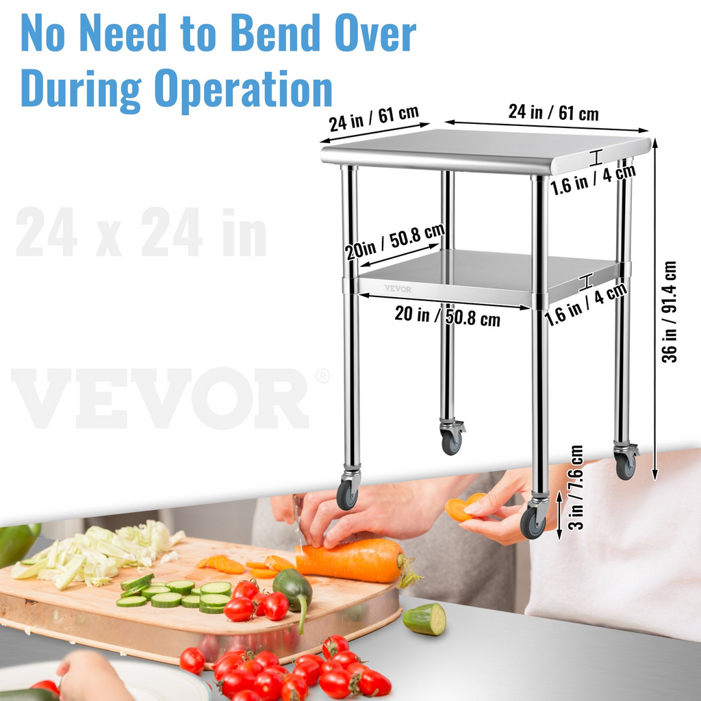 Mesa de preparación de acero inoxidable | VEVOR