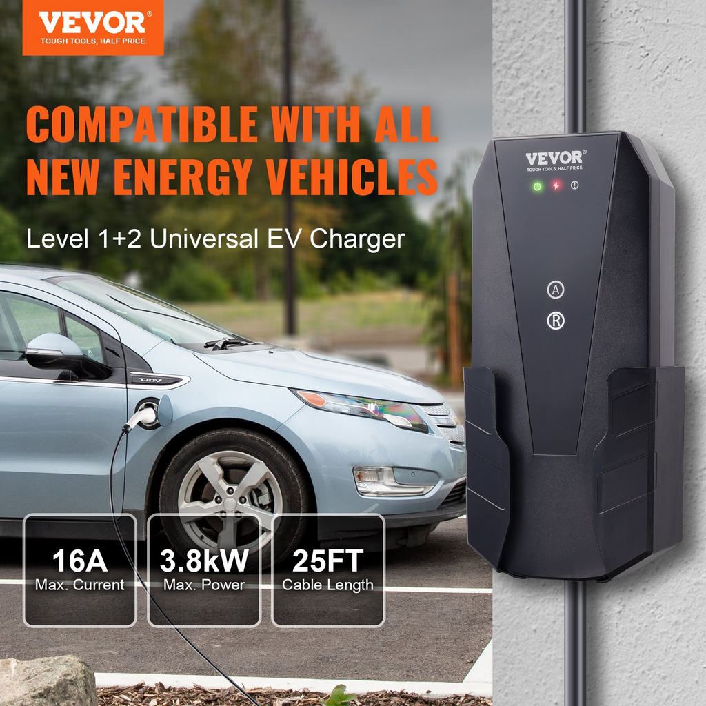Cargador portátil para vehículos eléctricos Nivel 1+2 | VEVOR