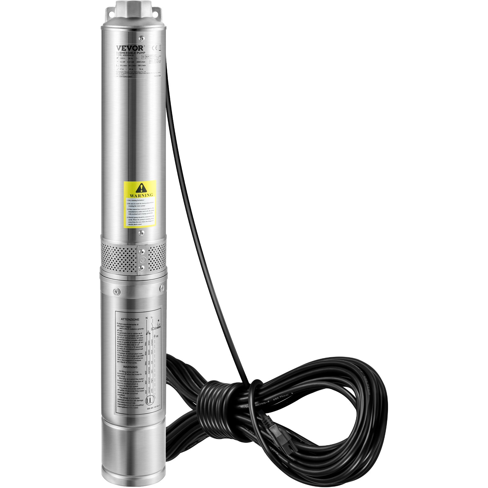 Bomba sumergible para pozos profundos, 2 HP/1500 W | VEVOR