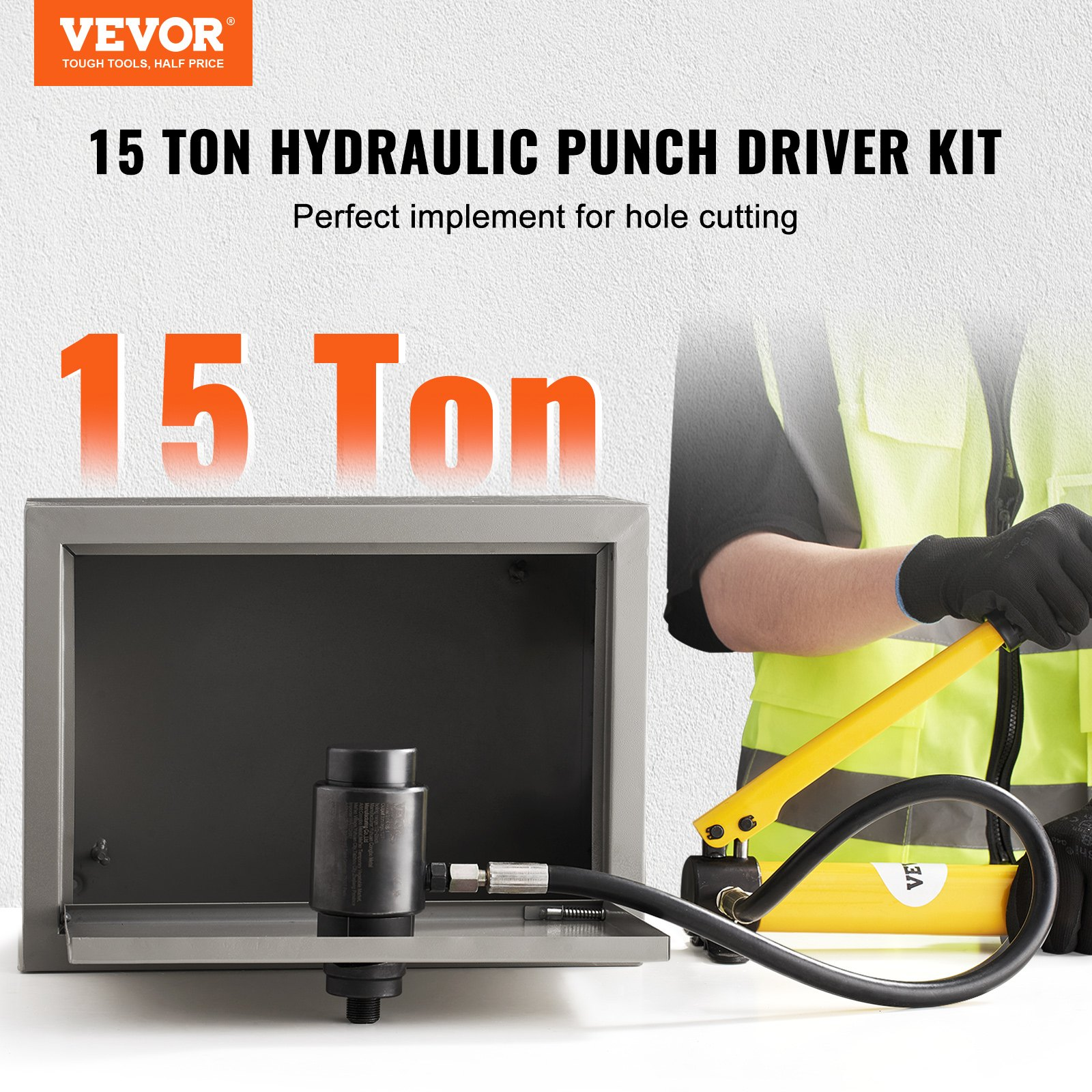Kit de punzonado hidráulico, 15 toneladas | VEVOR
