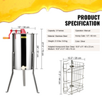 Extractor de miel manual, extractor de miel de 3 cuadros | VEVOR
