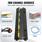 Rampa protectora de cables de 3 piezas, 2 canales | VEVOR