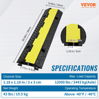 Rampa protectora de cables de 3 piezas, 2 canales | VEVOR
