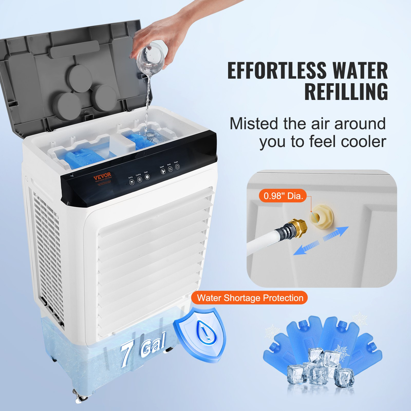 Enfriador de aire evaporativo, 2100 CFM | VEVOR