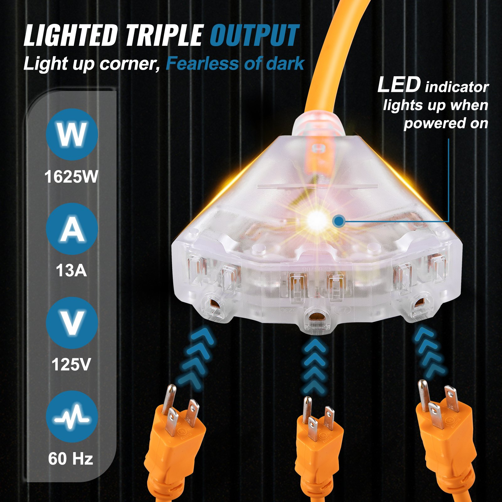 Carrete de cable de extensión retráctil de 15 m | VEVOR