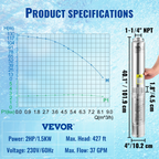 Bomba sumergible para pozos profundos, 2 HP | VEVOR