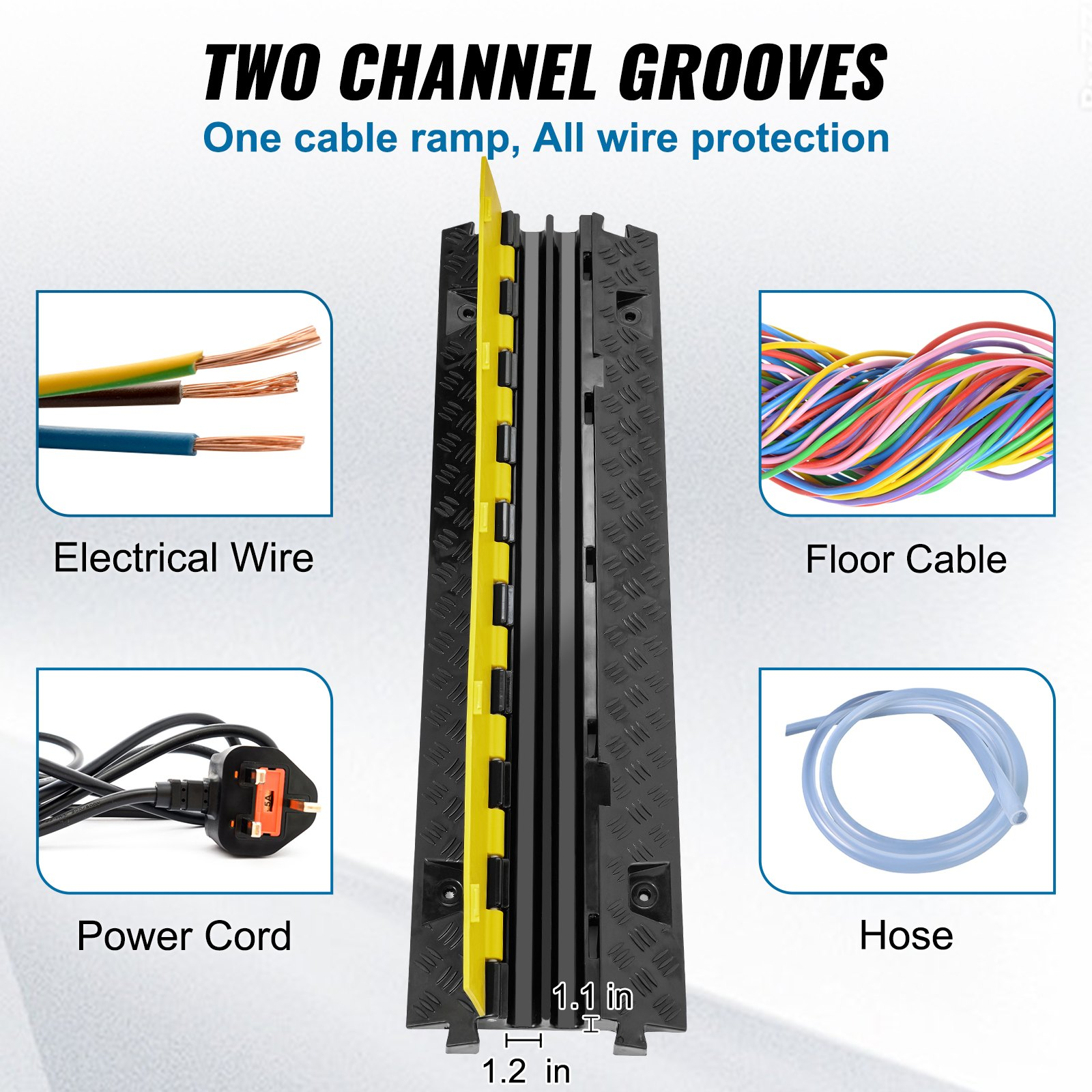 Rampa protectora de cables (5 unidades, 2 canales | VEVOR