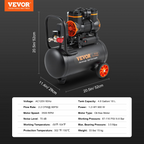 Compresor de aire de 4.8 galones, 1.2 HP, 2.2 CFM a 90 PSI | VEVOR