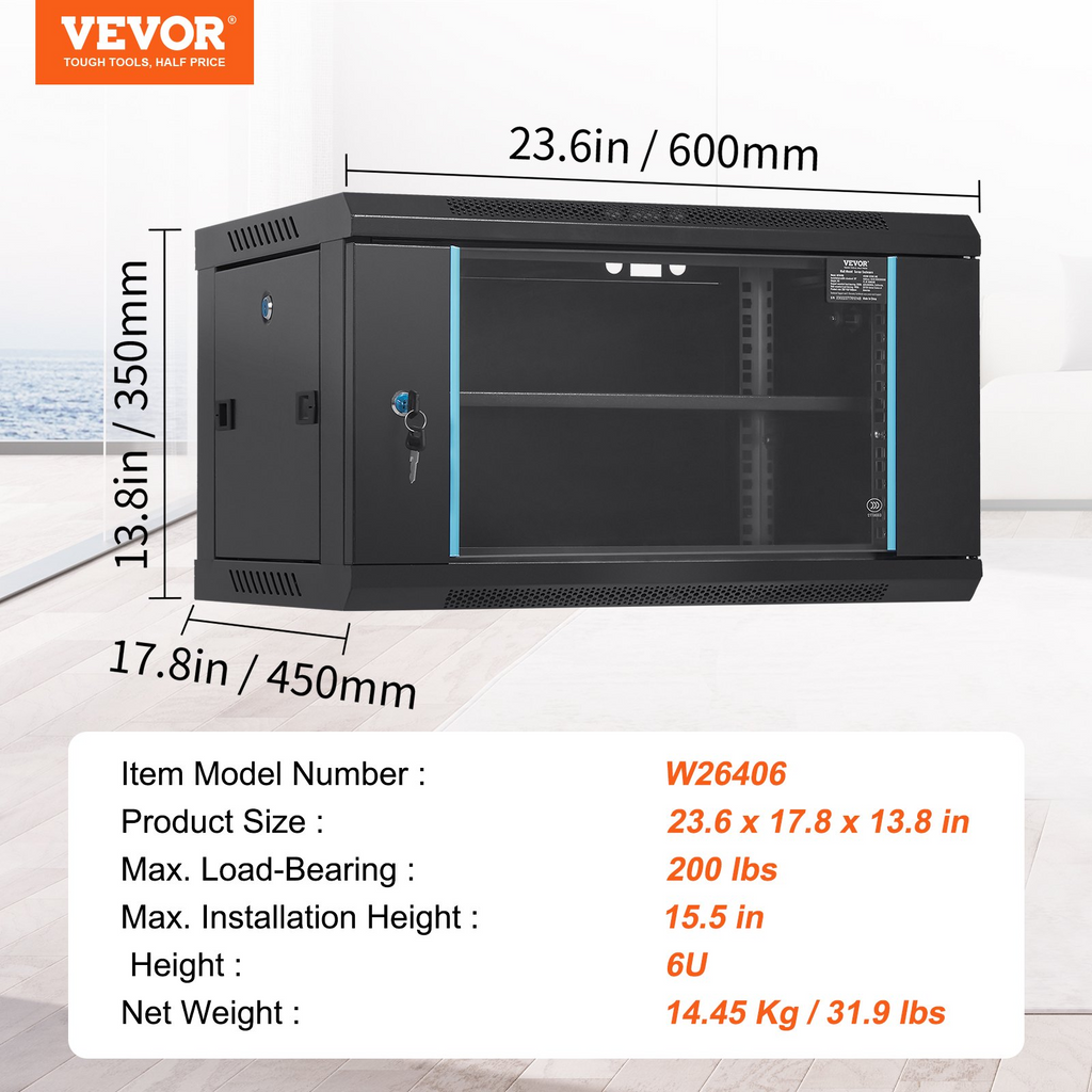 Gabinete para servidor de red 6U para montaje en pared | VEVOR