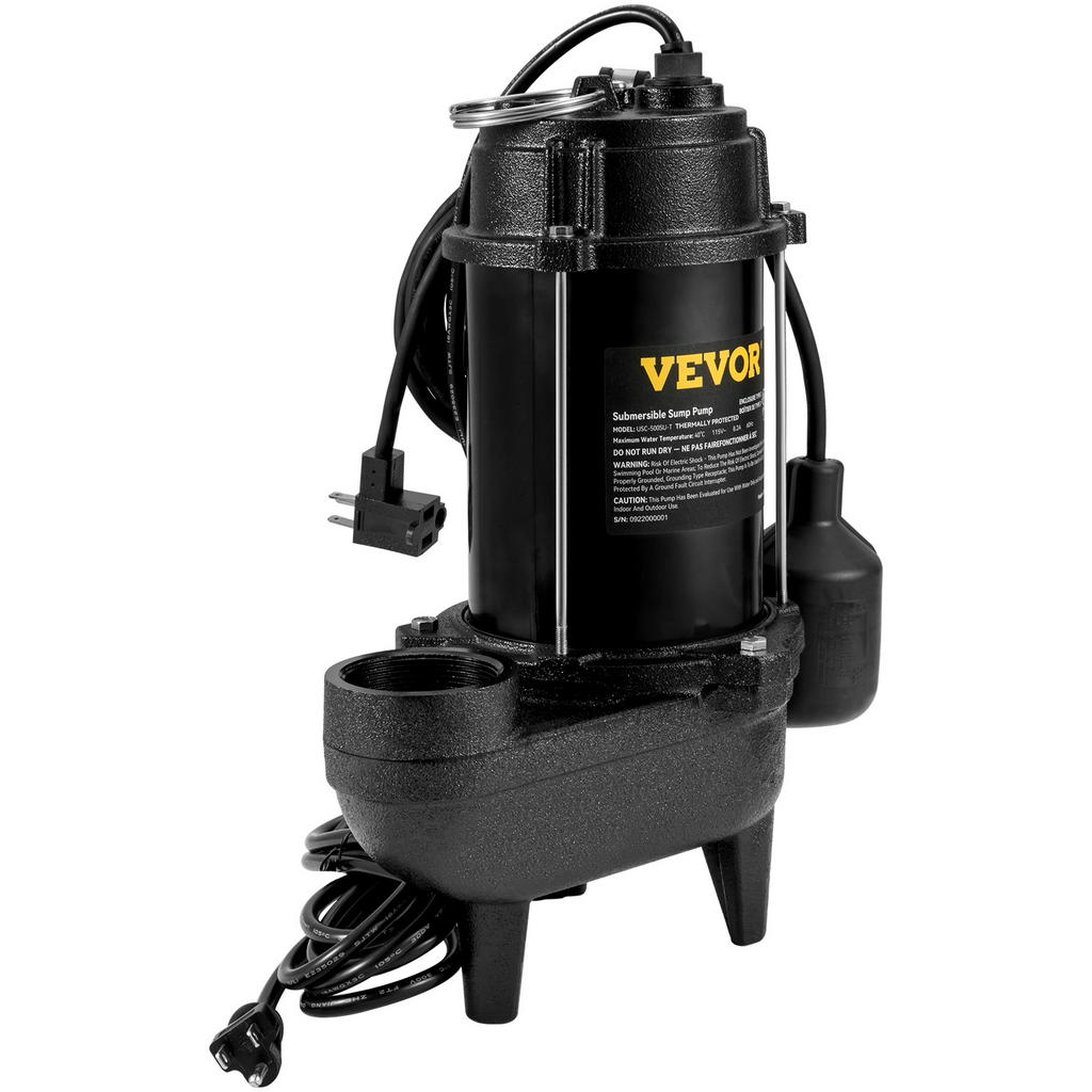 Bomba sumergible para aguas residuales, 3/4 HP | VEVOR
