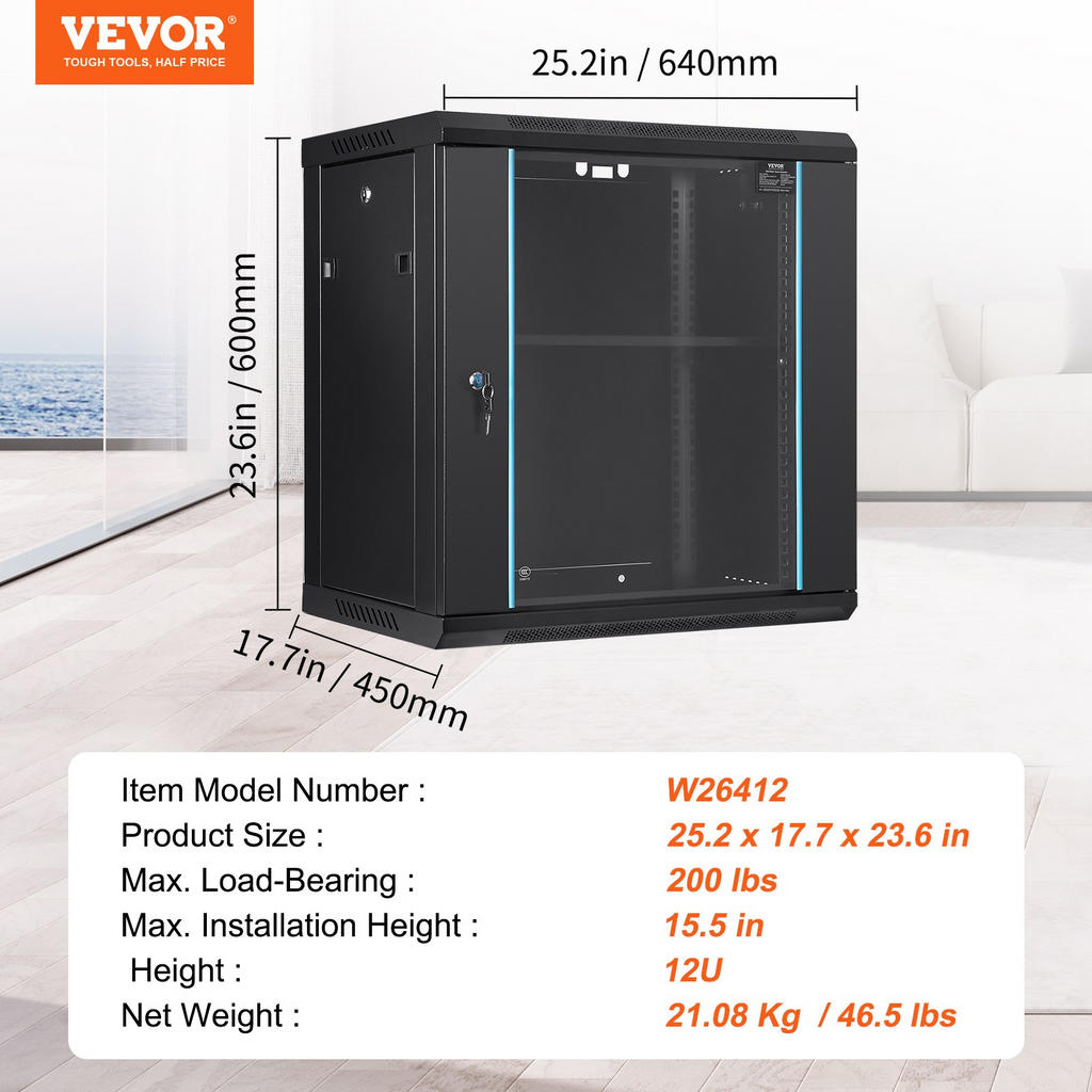 Miniatura del producto Gabinete de red para servidor 12U | VEVOR