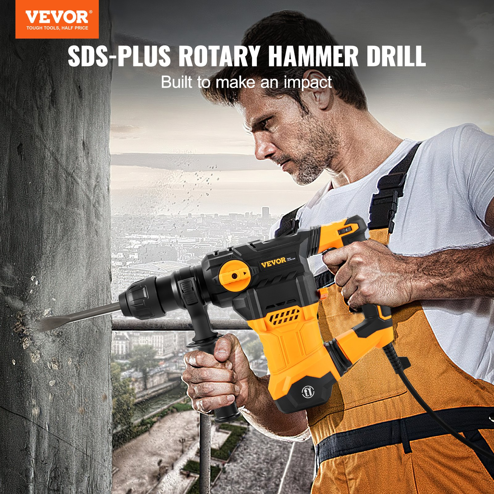 Taladro percutor rotativo de 1-1/4 pulgadas SDS-Plus | VEVOR