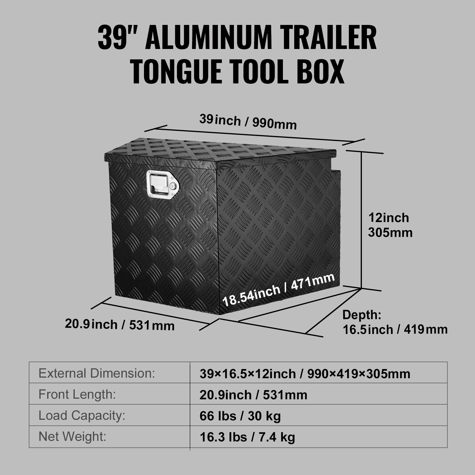 Caja de herramientas para enganche de remolque TC3916512I | VEVOR