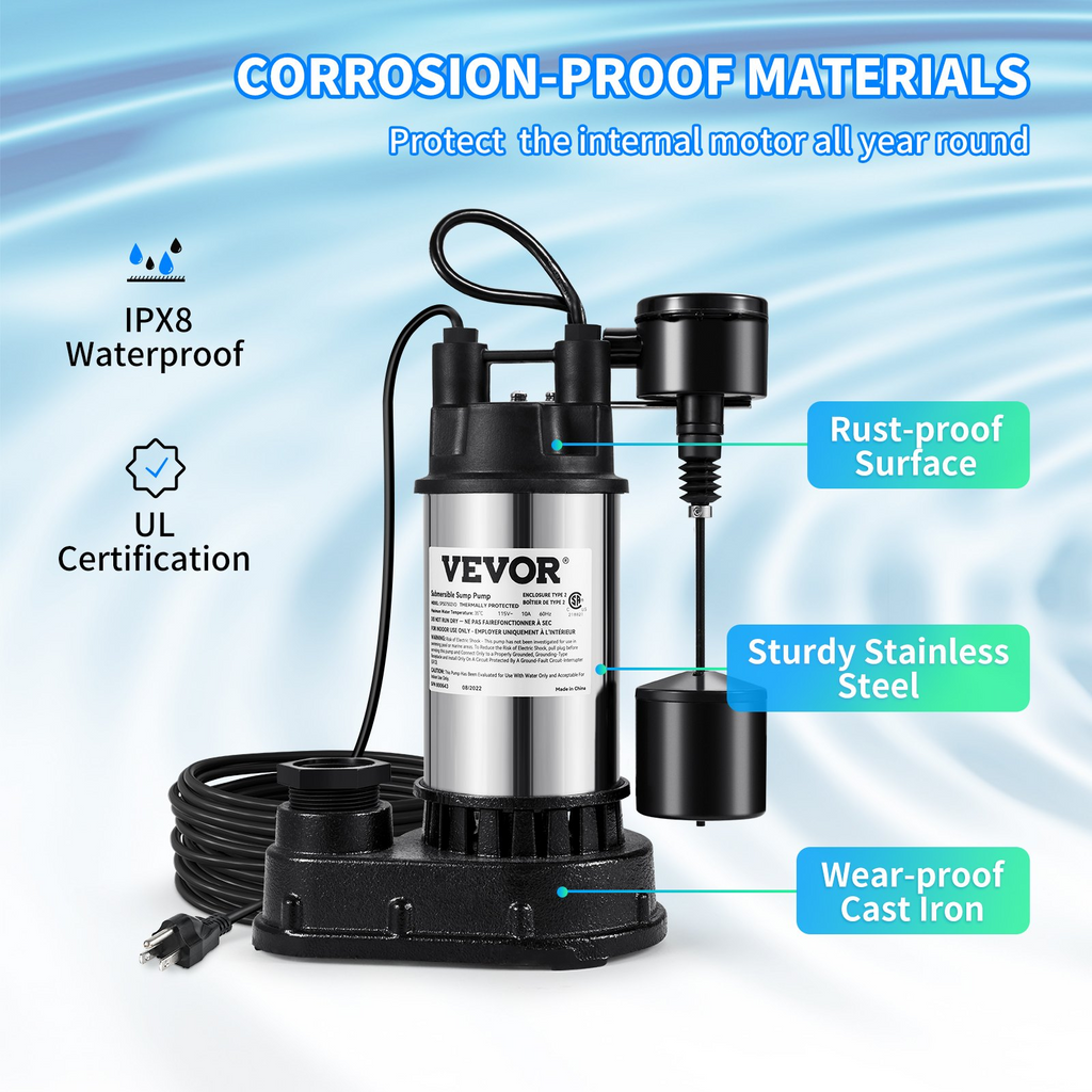 Bomba sumergible de 1, 5 HP | VEVOR