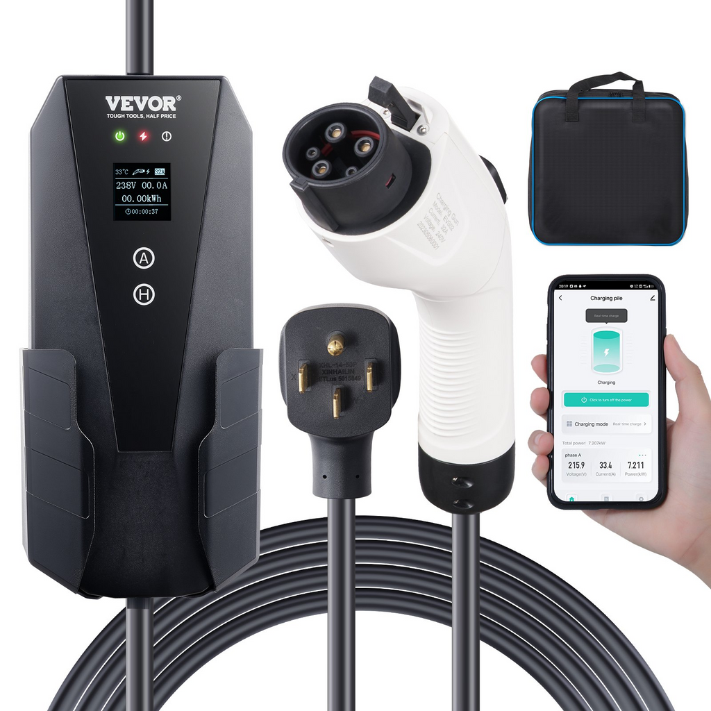 Cargador portátil Nivel 2 para vehículos eléctricos | VEVOR