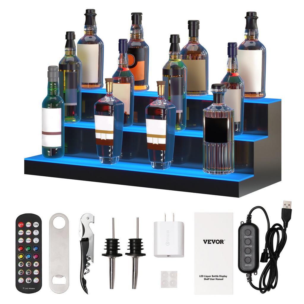 Expositor de botellas de licor con iluminación LED, 76 cm | VEVOR
