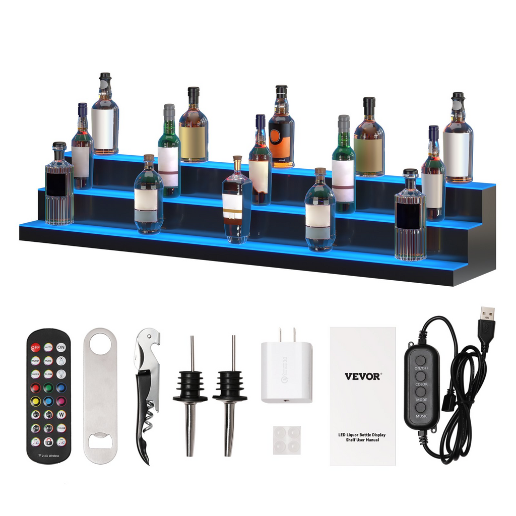 Expositor de botellas de licor con iluminación LED, 152 cm | VEVOR