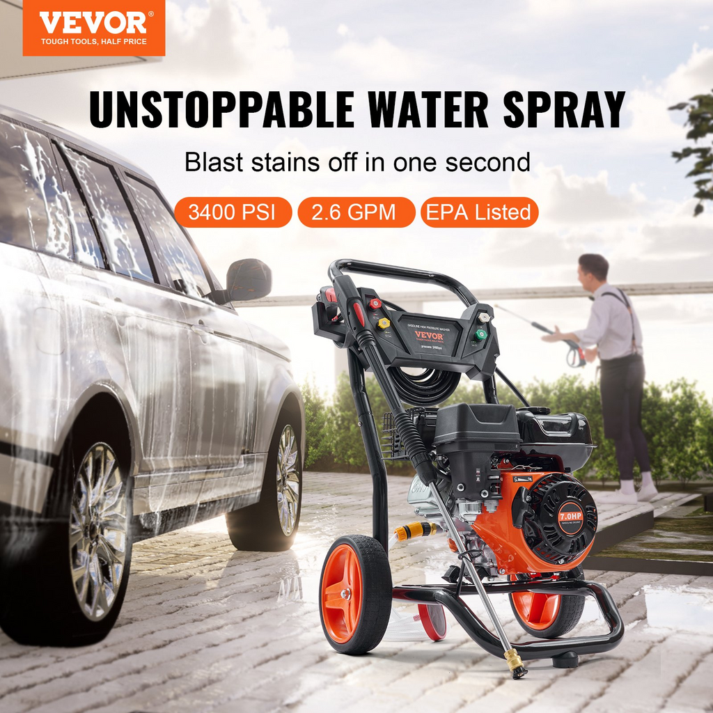 Hidrolavadora, 3400 PSI, 2.6 GPM | VEVOR
