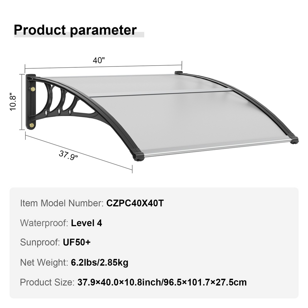 Toldo para puertas y ventanas de 101, 6 x | VEVOR
