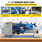 Torno de precisión mini para metal de 7x12" | VEVOR