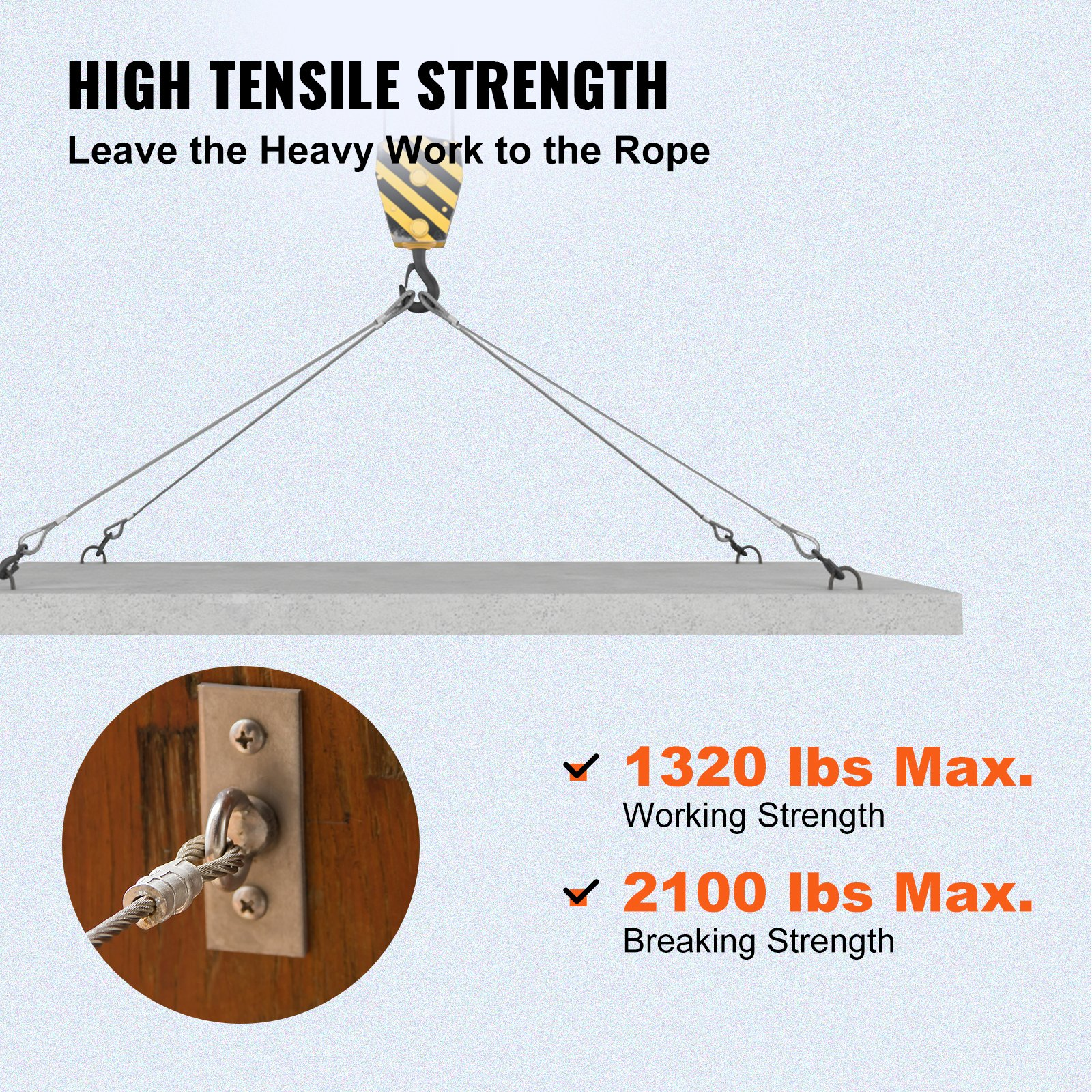 Cable de acero inoxidable 316 de 1/8" 1x19 | VEVOR