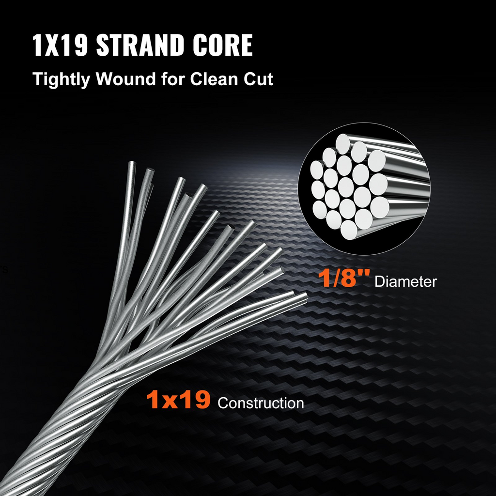 Cable de acero inoxidable de 1/8" y 1000 pies | VEVOR