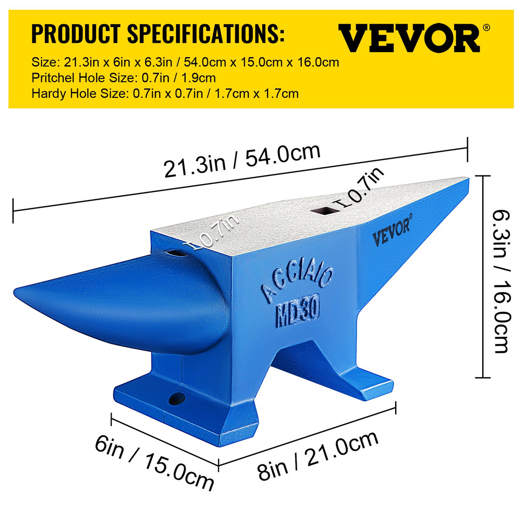 Yunque Pro Horn, yunque de acero de 30 kg/66 | VEVOR