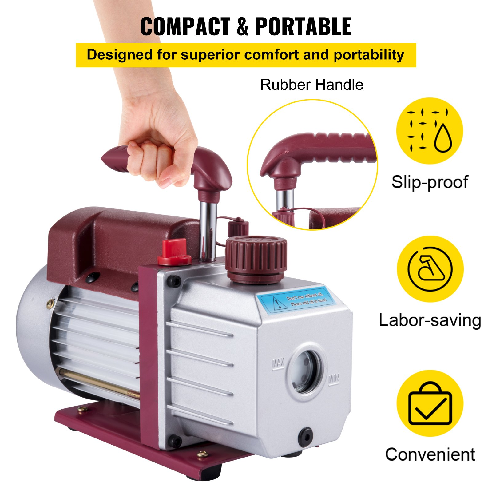 Bomba de vacío de 4, 5 CFM, 1/3 HP, 5 PA