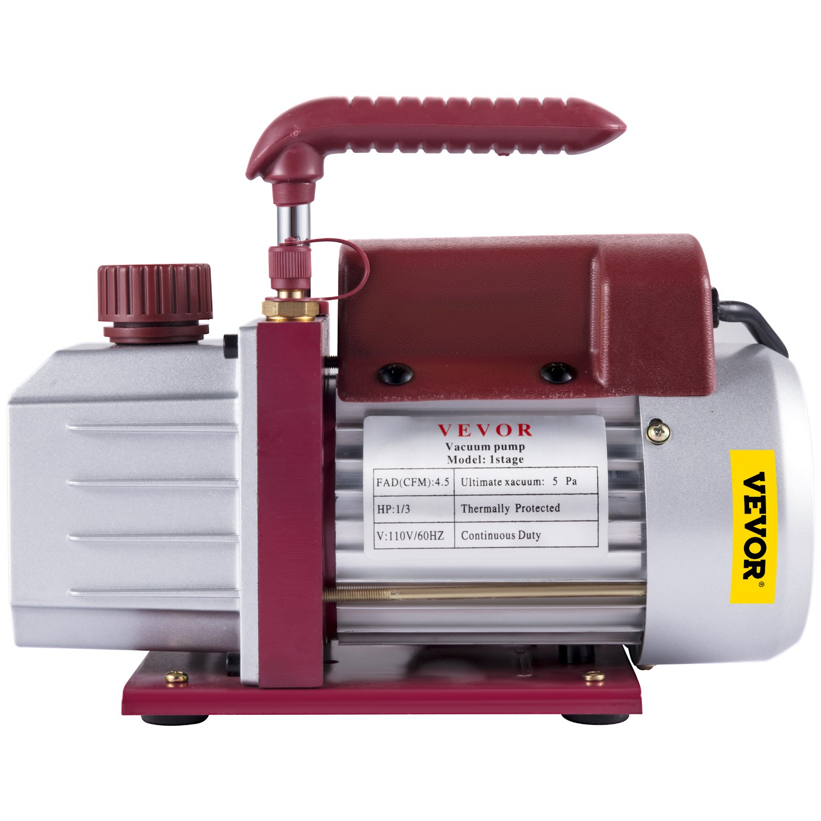 Bomba de vacío de 4, 5 CFM, 1/3 HP, 5 PA