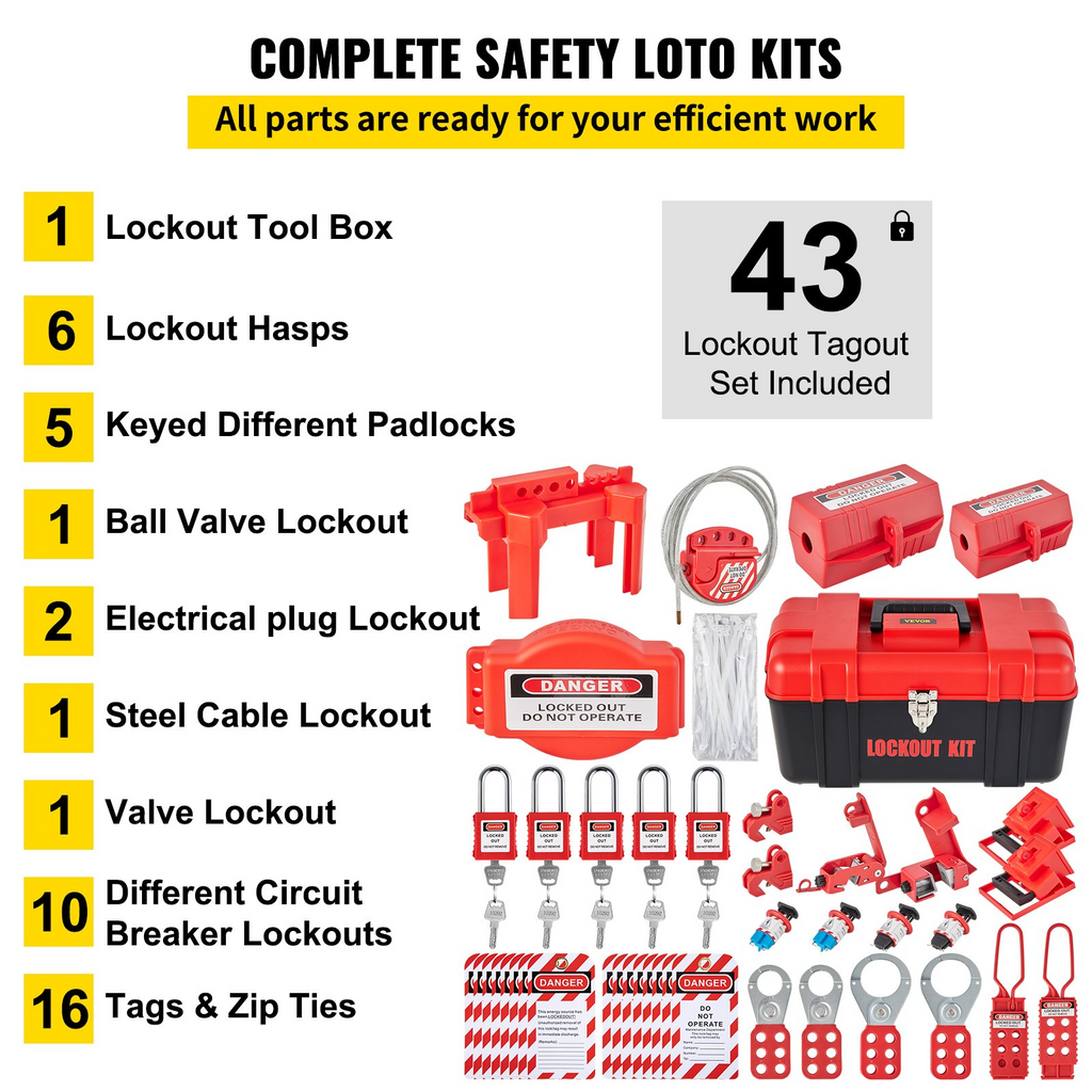Kits de bloqueo y etiquetado de 43 piezas. El kit | VEVOR