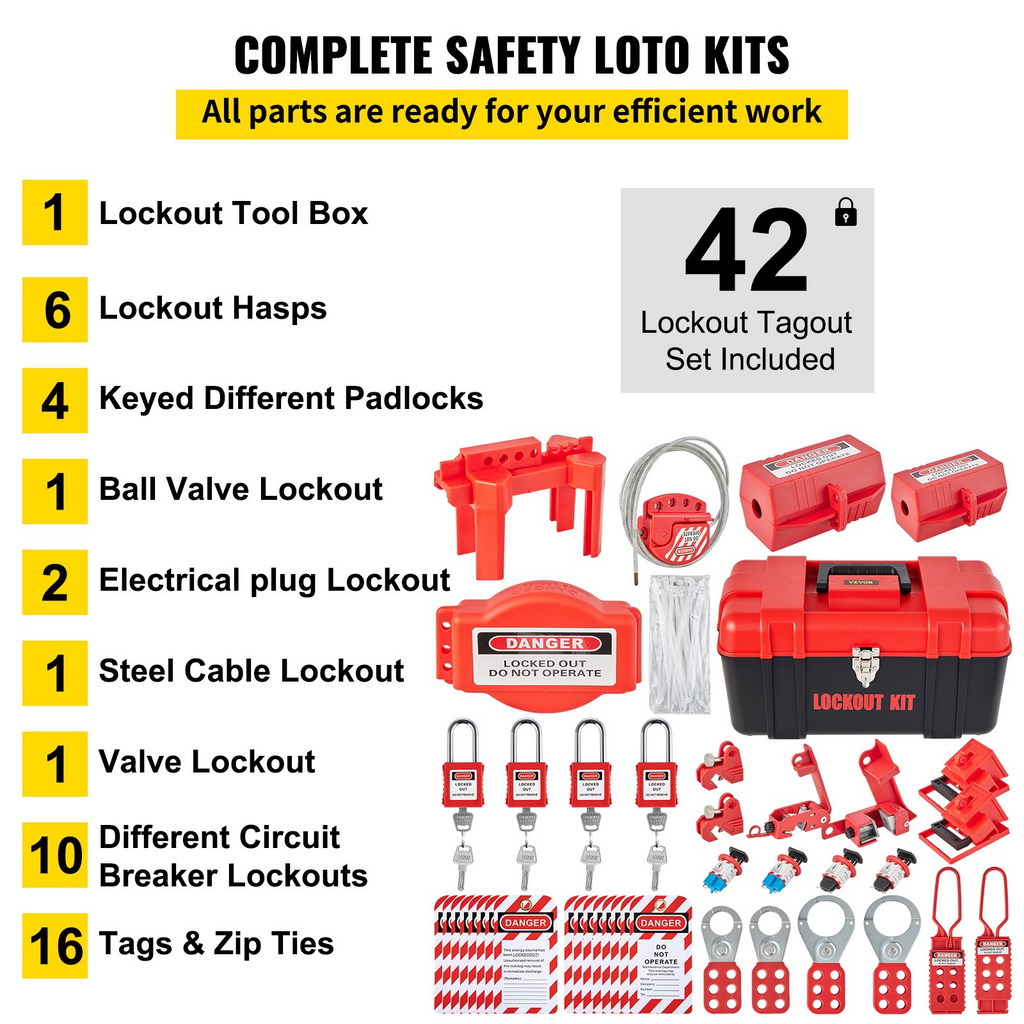Kits de bloqueo y etiquetado de 42 piezas. El kit | VEVOR