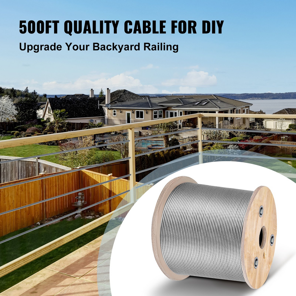 Carrete de cable de acero inoxidable de 3/16 pulgadas | VEVOR