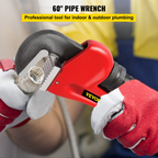 Llave para tubos recta de 51" con mango de hierro fundido | VEVOR
