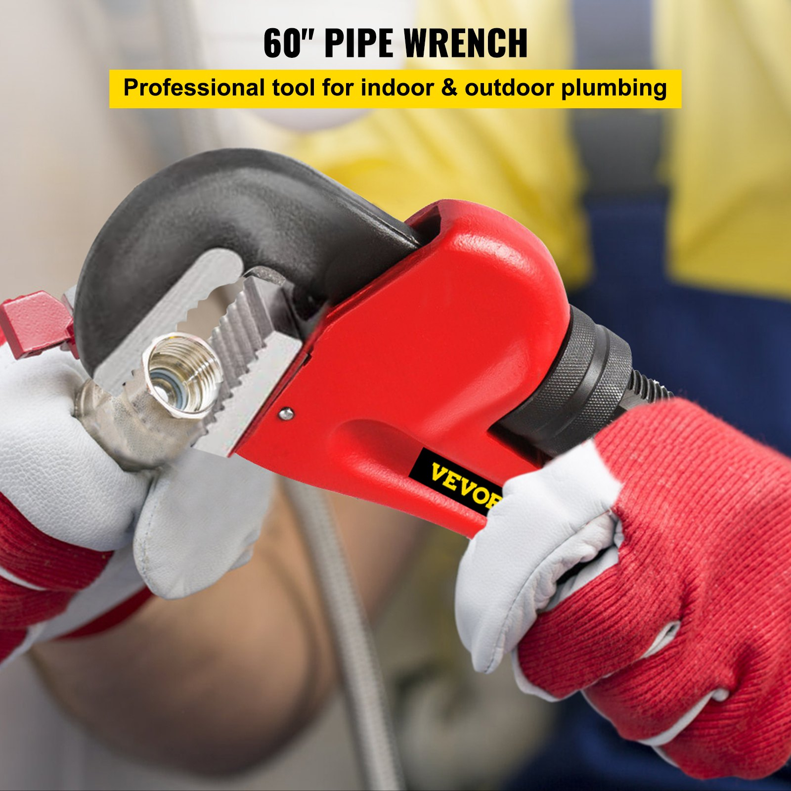 Llave para tubos recta de 51" con mango de hierro fundido | VEVOR