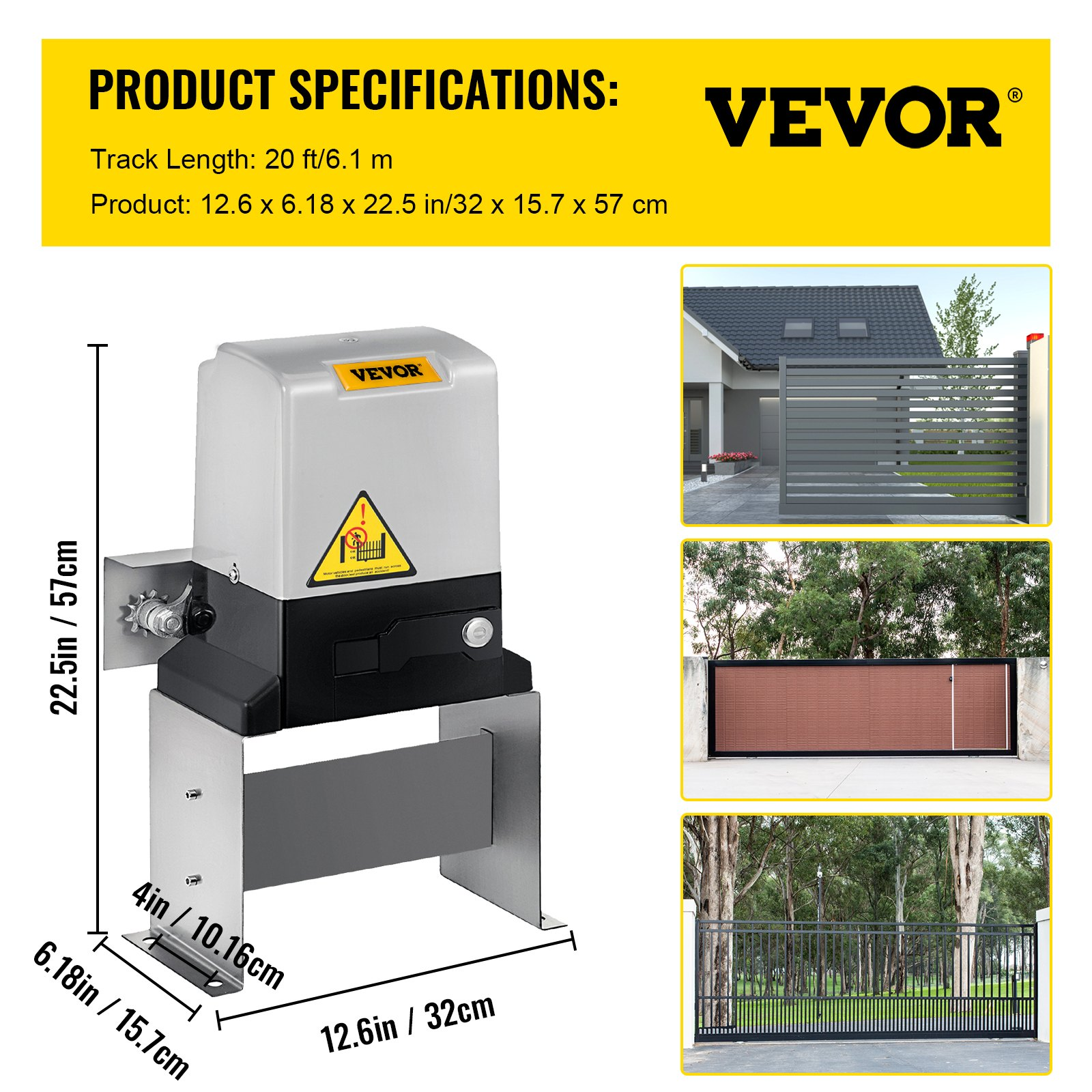 Abridor de puerta corrediza, AC1400 3100LBS | VEVOR