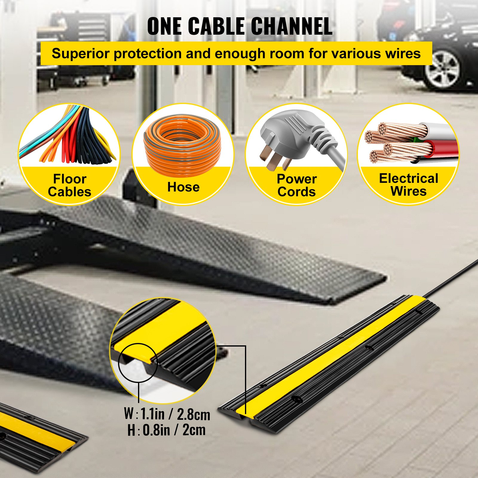 Paquete de 4 rampas protectoras de cables de goma | VEVOR