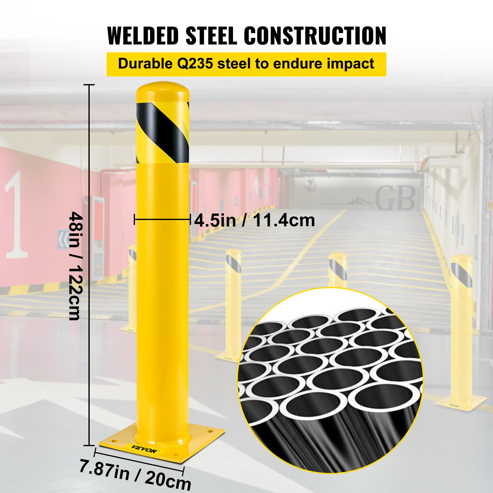 Bolardo de seguridad, poste de 122 cm - 48in de altura | VEVOR