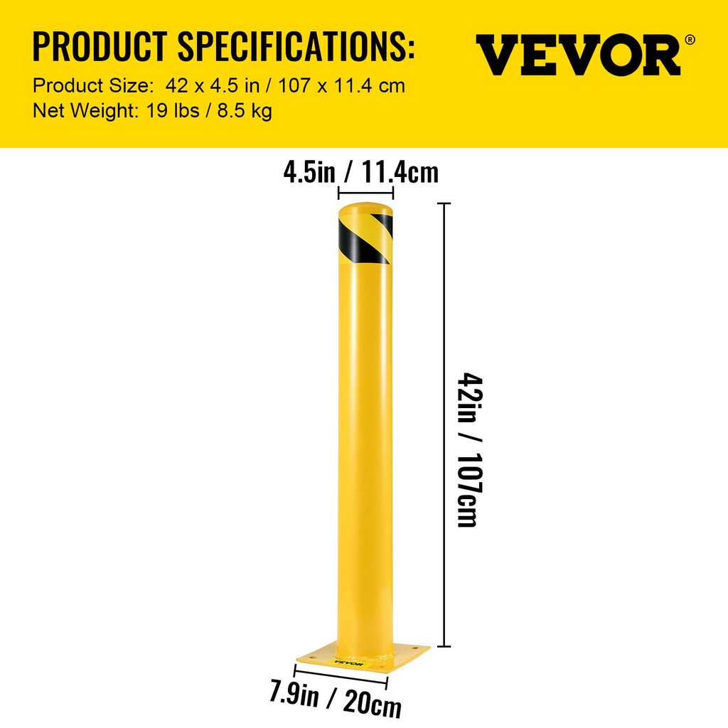 Bolardo de seguridad de 42" x 4.5" | VEVOR