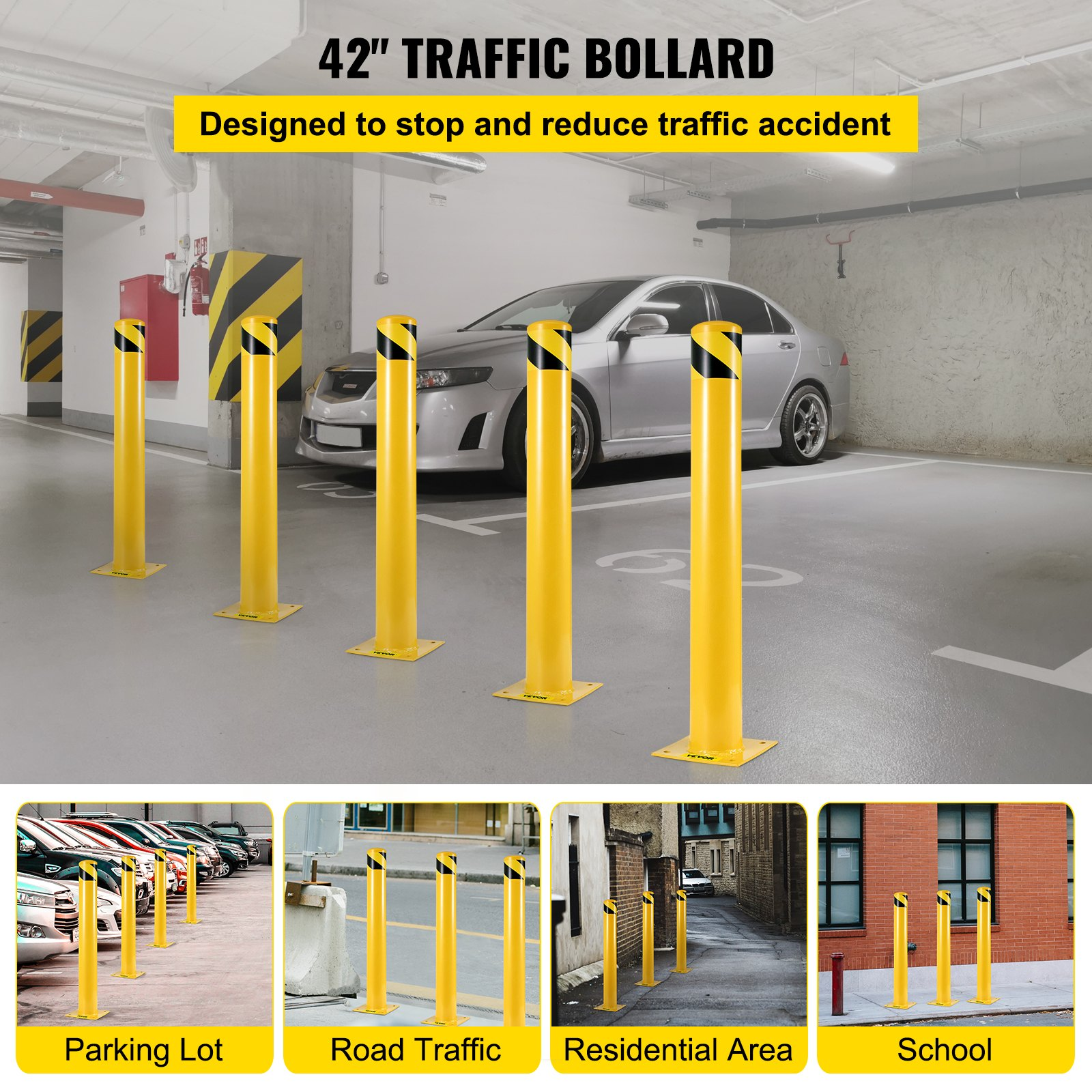 Bolardo de seguridad de 42" x 5.5" | VEVOR