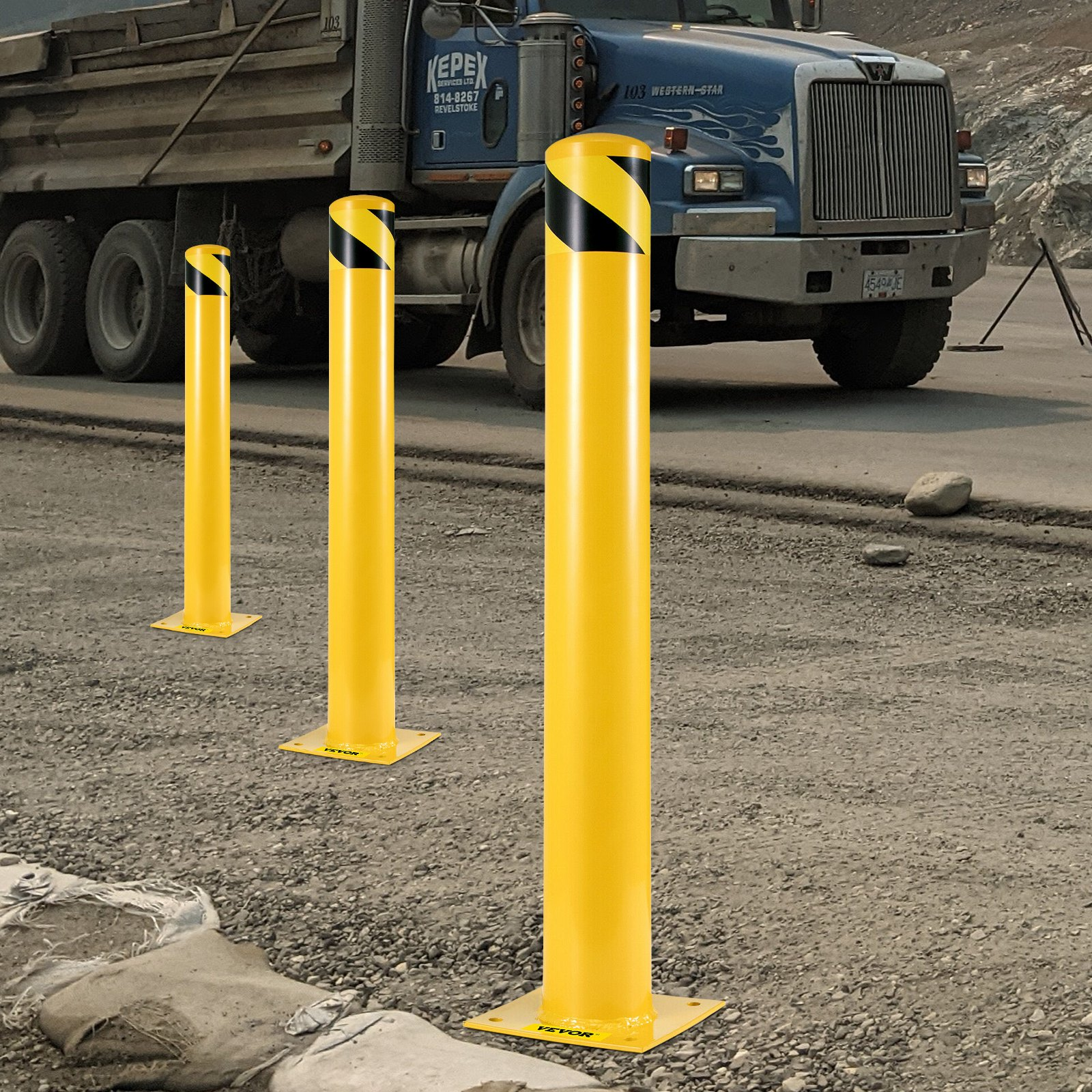 Bolardo de seguridad de 42" x 5.5" | VEVOR