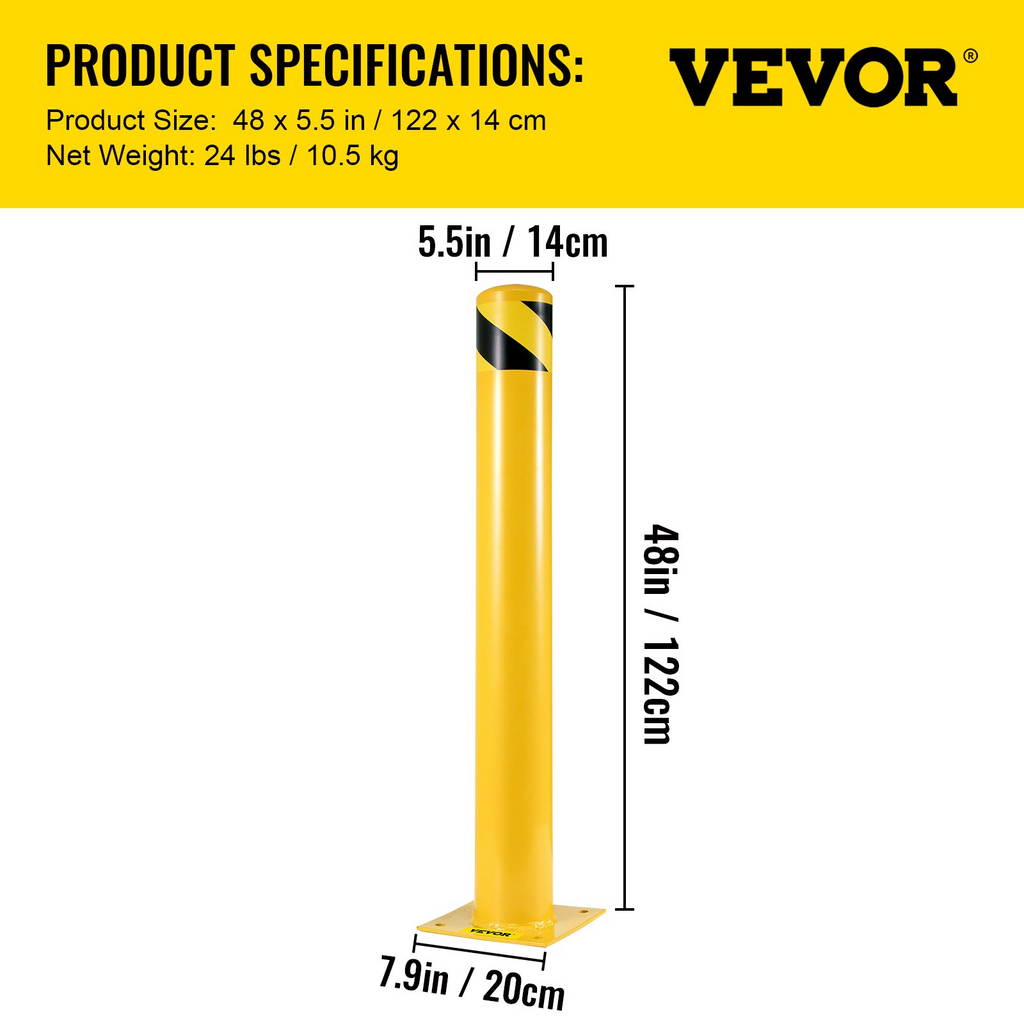 Bolardo de seguridad de 122 x 14 cm | VEVOR