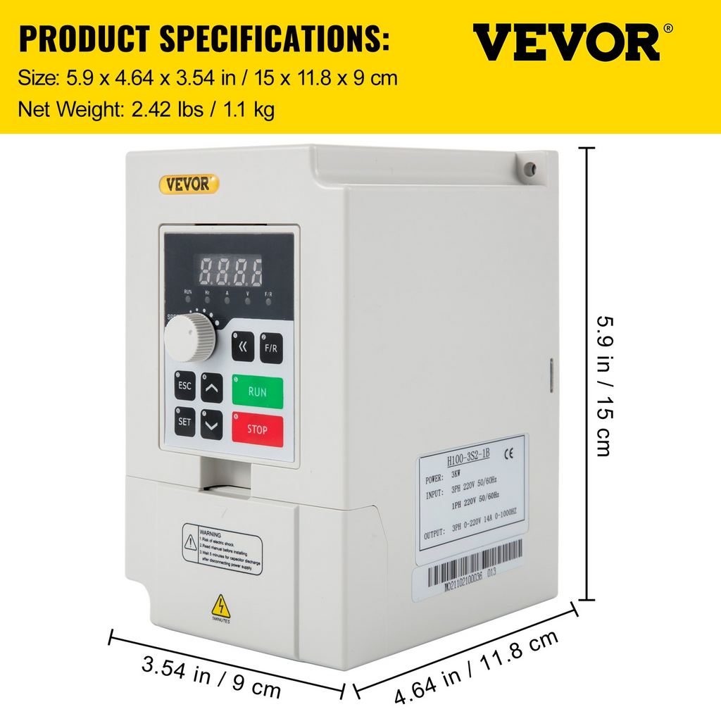 Variador de frecuencia, entrada de CA 220 V | VEVOR
