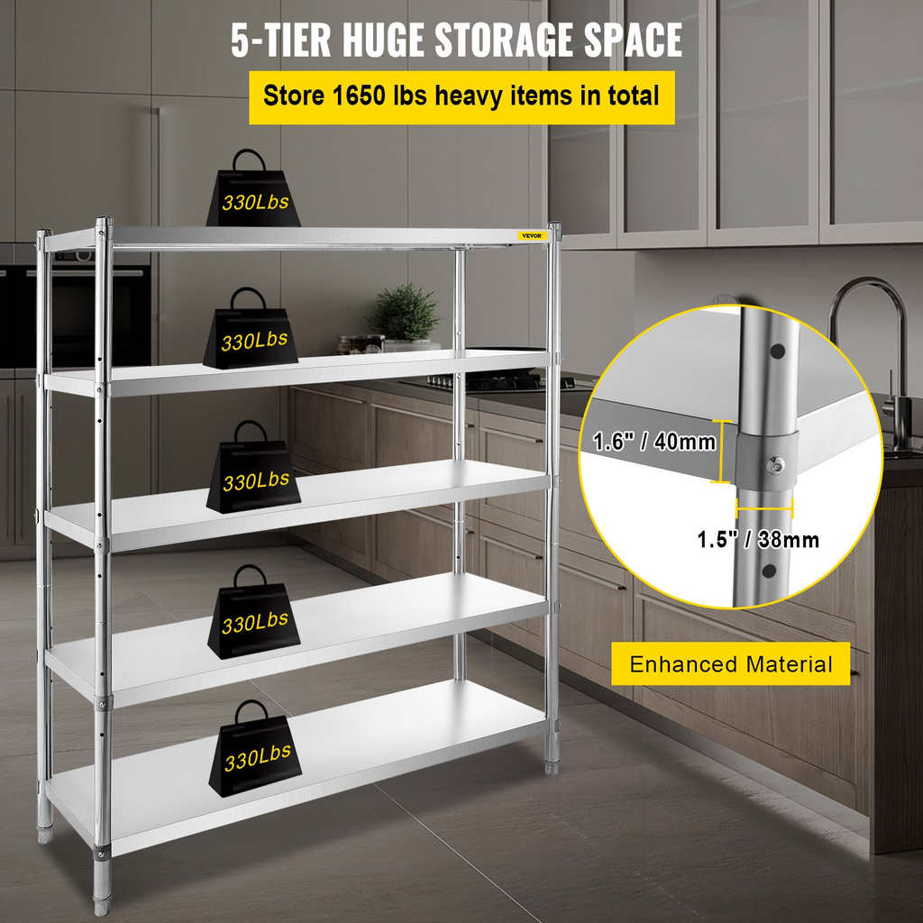 Estantería de acero inoxidable de 60 x | VEVOR