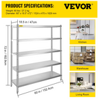 Estantería de acero inoxidable de 60 x | VEVOR