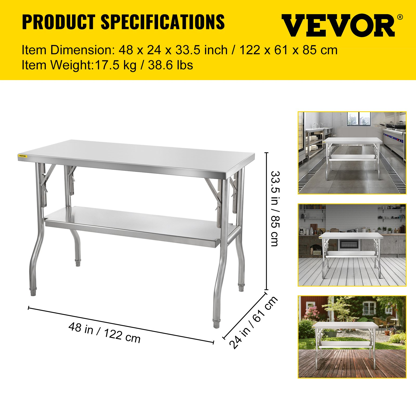 Mesa de preparación comercial plegable | VEVOR